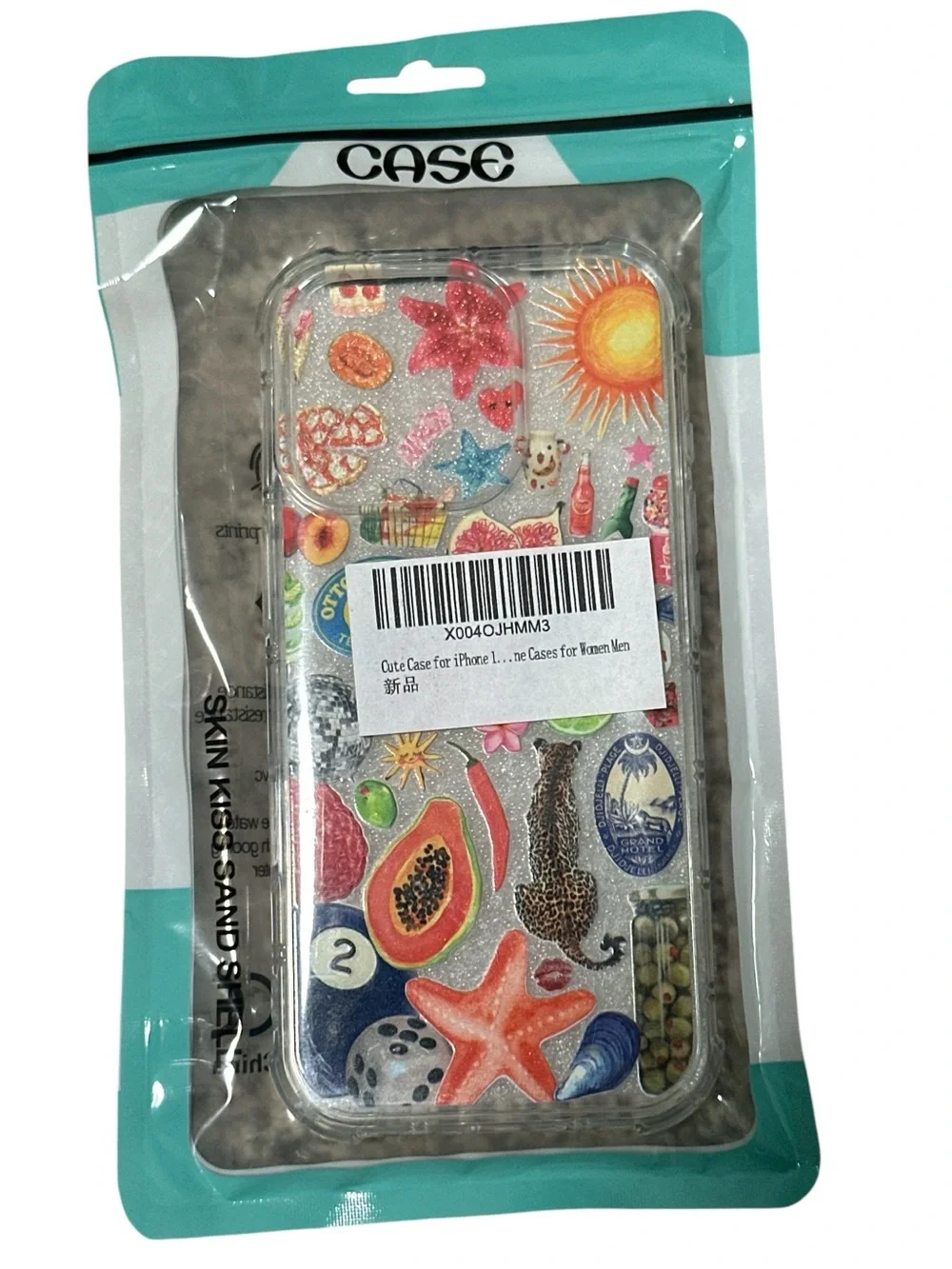 Glitter‎ Beach Icons Clear Phone Case - Teal Accents